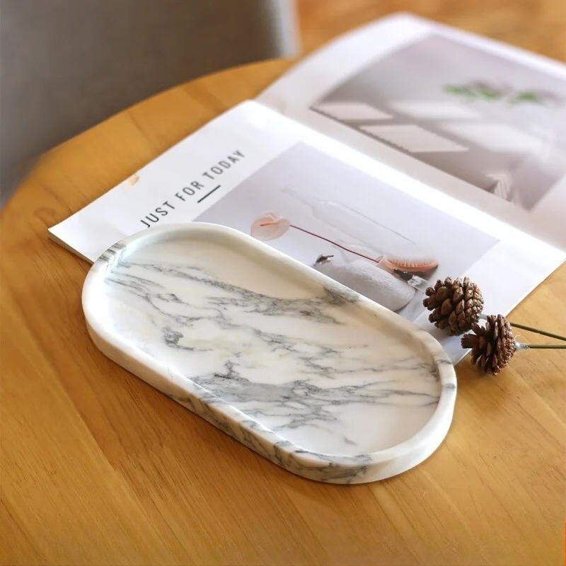 Marble Serving Board - Vassoio ovale in marmo naturale -