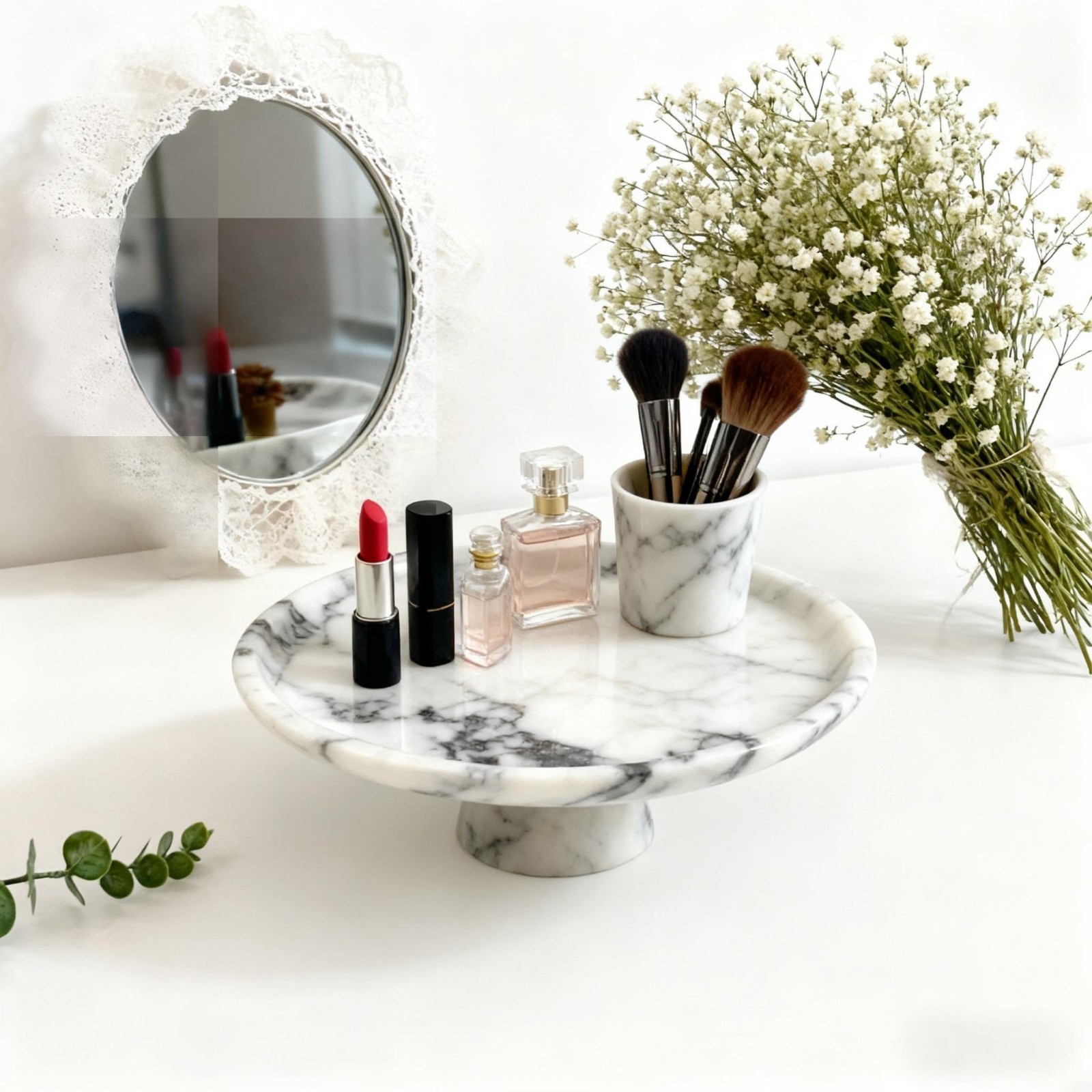 Marble Serving Board - Vassoio Rotondo in Marmo Calacatta Viola