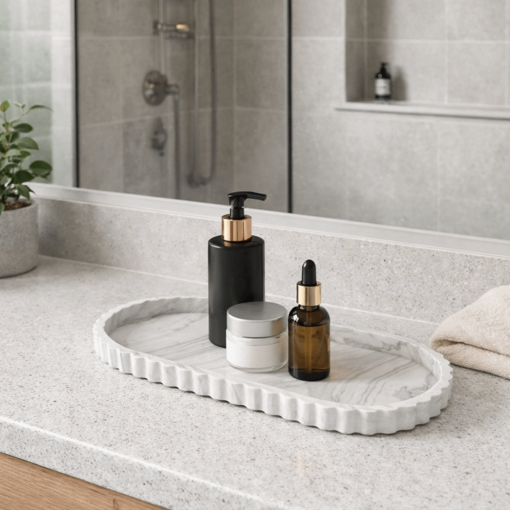 Marble Serving Board - Vassoio Ovale in Silicone con Bordo